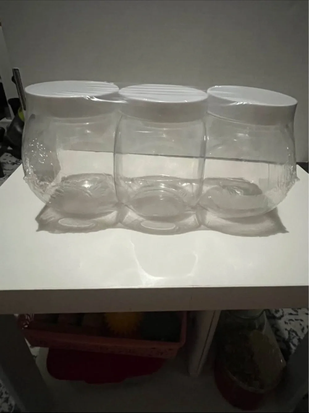NWT StockYourHome 48 oz Clear Plastic Candy Jars - 3 Pack